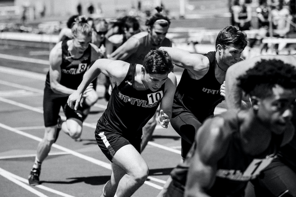 Racers running a track and field race